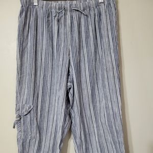 Chico's Blue Cotton Seersucker Capri Pants Size 2
